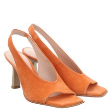  Zinda, Rot, Veloursleder-Sandalette in orange für Damen