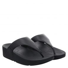  Fitflop, Lulu Leather Toe, Glattleder-Pantolette in schwarz für Damen