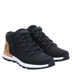  Timberland, Sprint Trekker Mid Jet Black, sportiver Nubukleder-Schnürer in schwarz für Herren