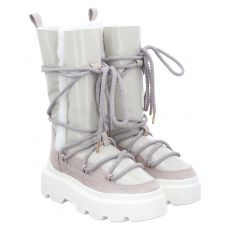  Inuikii, Endurance Cozy Low, Veloursleder-Schnürstiefel in beige für Damen