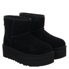  Ugg, Classic Mini Platform, Veloursleder-Chelsea in schwarz für Damen