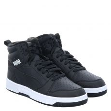  Puma, Rebound V6 Mid Wtr Jr, Kunstleder-Sneaker in schwarz für Kinder