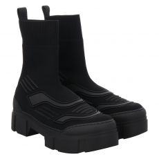  Vic Matié, Tronc.knit/gomma, kurzer Textil-Stiefel in schwarz für Damen