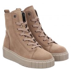  Gabor, Kapsel-koll, Nubukleder-Schnürstiefel in beige für Damen