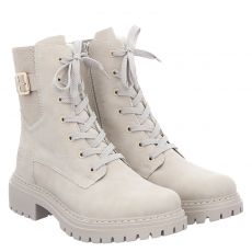  Rieker, Hwk Damen Stiefel, Kunstleder-Schnürstiefel in beige für