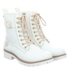  Rieker, Hwk Damen Stiefel, Kunstleder-Schnürstiefel in weiß für