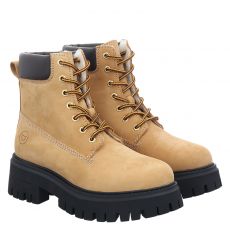  Schuhengel, Vivian, Veloursleder-Schnürstiefel in beige für Damen