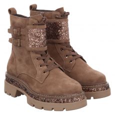  Tamaris, Da.-stiefel, Veloursleder-Schnürstiefel in braun für Damen