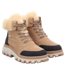  Tamaris, Da.-stiefel, Veloursleder-Schnürstiefel in beige für Damen
