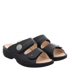  Finn Comfort, Sansibar H-weite, Glattleder-Slides & Zehentrenner in schwarz für Damen