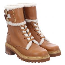  See By Chloé, Mallory, Glattleder-Schnürstiefel in braun für Damen