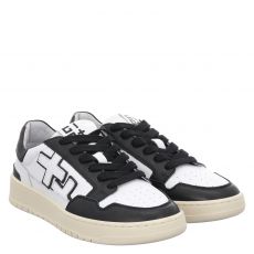  Gio+, Weiß, Glattleder-Sneaker in schwarz für Herren