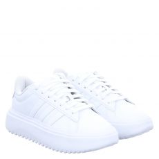  Adidas, Grand Court Platform, Kunstleder-Sneaker in weiß für Damen