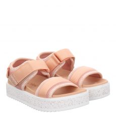  See By Chloé, Pipper, flache Textil-Sandale in apricot für Damen