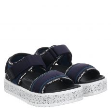  See By Chloé, Pipper, flache Textil-Sandale in blau für Damen