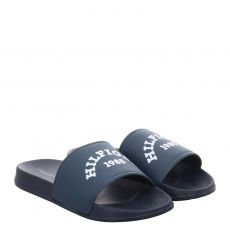  Tommy Hilfiger, Logo Pool Slide, Kunstleder-Slides & Zehentrenner in blau für Damen