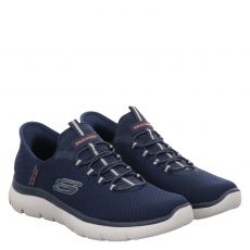  Skechers, Slip In Summity Hugh Range, sportiver Textil-Schnürer in blau für Herren