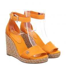  Tommy Hilfiger, High Wedge Satin, Textil-Sandalette in orange für Damen