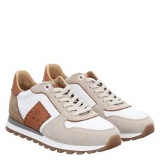  La Martina, Beige, Glattleder-Sneaker in weiß für Herren