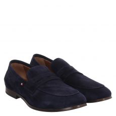  Tommy Hilfiger, Casual Light, eleganter Veloursleder-Slipper in blau für Herren