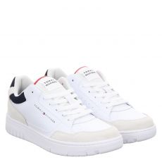  Tommy Hilfiger, Th Basket Core Lth Mix Ess, Glattleder-Sneaker in weiß für Herren