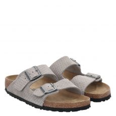  Birkenstock, Arizona Vl Dotted, Veloursleder-Pantolette in grau für Herren