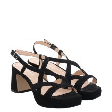  Schuhengel, Sandalette, Nubukleder-Sandalette in schwarz für Damen