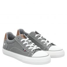  Mustang, Schnuerhalbschuh, Textil-Sneaker in grau für Damen