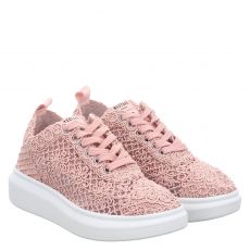  Mustang, Schnuerhalbschuh, Nylon-Sneaker in rosa für Damen