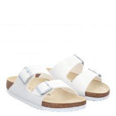  Birkenstock, Arizona Bf Schmal, Kunstleder-Pantolette in weiß für Damen