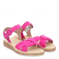  Paul Green, 0075-6105-045, flache Veloursleder-Sandale in pink für Damen