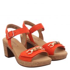  Gabor, Rot, Veloursleder-Sandalette in orange für Damen