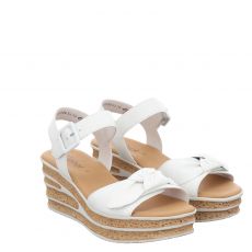  Gabor Glattleder-Sandalette in weiß für Damen