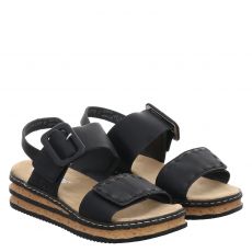  Rieker, Fsk Damen Sandalen, Kunstleder-Sandalette in schwarz für