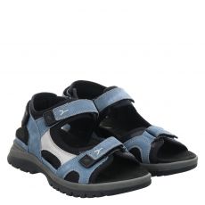  Waldläufer, Sora H, flache Veloursleder-Sandale in blau für Damen