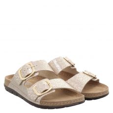  Rohde, Beige, Veloursleder-Hausschuh in gold für Damen