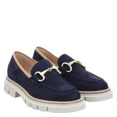  Luca Grossi, Alltal, klassischer Nubukleder-Slipper in blau für Damen