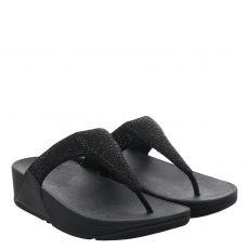  Fitflop, Lulu Crystal Embellished Toe, Kunstleder-Slides & Zehentrenner in schwarz für Damen