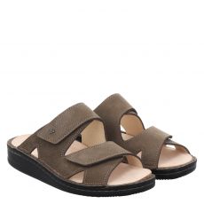  Finn Comfort, Danzig, Veloursleder-Pantolette in taupe für Herren