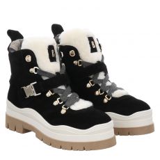  Bogner Schuhe, Arosa 5c, Veloursleder-Schnürstiefel in schwarz für Damen