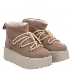  Inuikii, Classic Low Plattform, Veloursleder-Winterboots in beige für Damen