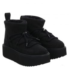  Inuikii, Classic Low Plattform, Veloursleder-Winterboots in schwarz für Damen