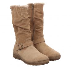  Schuhengel, Beige, Veloursleder-Winterstiefel in braun für Kinder