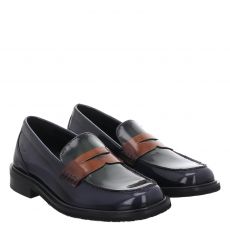  Sioux, Nishima-700, klassischer Brushleder-Slipper in blau für Damen