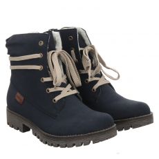  Rieker, Hwk Damen Stiefel, Veloursleder-Schnürstiefel in blau für