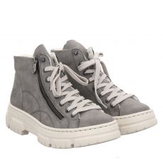  Rieker, Hwk Damen Stiefel, Kunstleder-Schnürstiefel in grau für