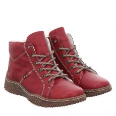  Rieker, Hwk Damen Stiefel, Kunstleder-Schnürstiefel in rot für