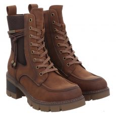  Rieker, Hwk Damen Stiefel, Textil-Schnürstiefel in braun für