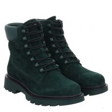  Tamaris, Da.-stiefel, Veloursleder-Schnürstiefel in dunkelgrün für Damen