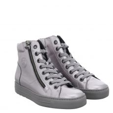 Paul Green, 0076-4024-256, Glattleder-Schnürstiefel in silber für Damen